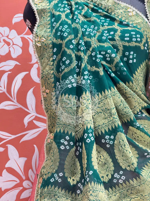 COSMOS TISSUE SILK LEHENGA WITH GHATCHOLA DUPATTA