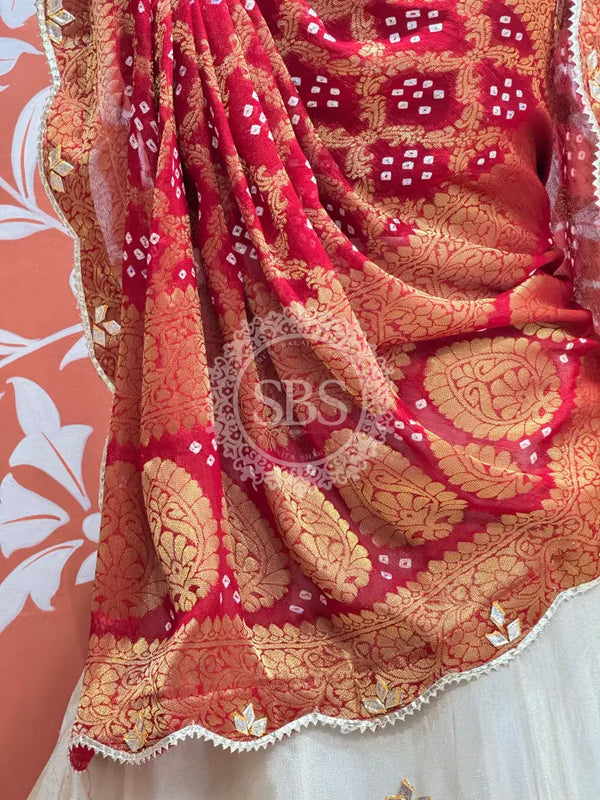 COSMOS TISSUE SILK LEHENGA WITH GHATCHOLA DUPATTA