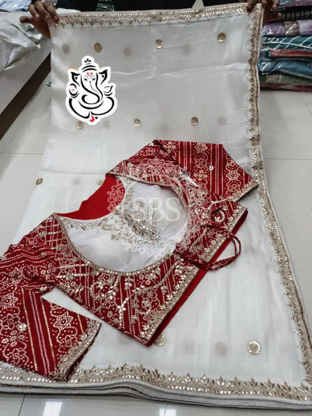 CRUSH GOLD SAREE WITH READY TO WEAR BLOUSE