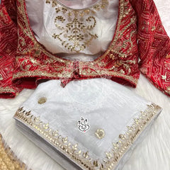 CRUSH GOLD SAREE WITH READY TO WEAR BLOUSE White / Free Size