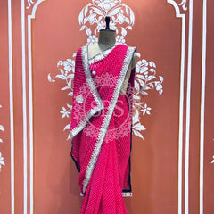 CXC GEORGETTE MOTHRA SILVER WORK SAREE