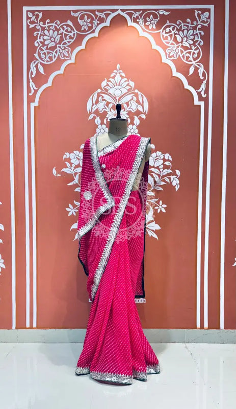 CXC GEORGETTE MOTHRA SILVER WORK SAREE