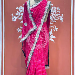 CXC GEORGETTE MOTHRA SILVER WORK SAREE