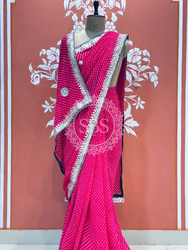 CXC GEORGETTE MOTHRA SILVER WORK SAREE