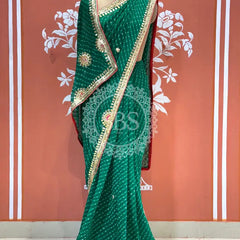 CXC GEORGETTE MOTHRA SILVER WORK SAREE