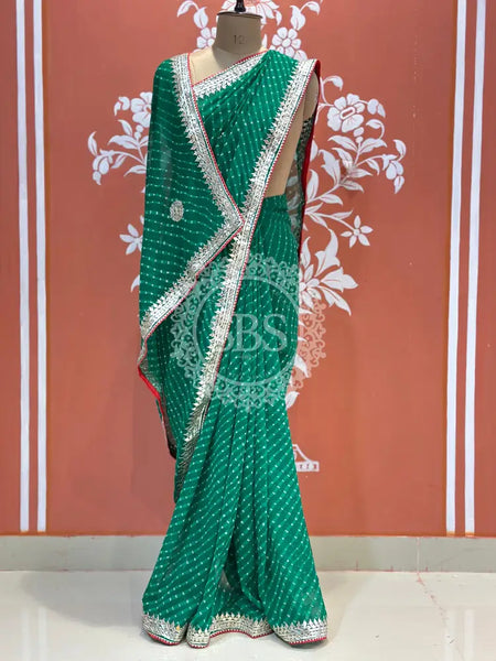CXC GEORGETTE MOTHRA SILVER WORK SAREE