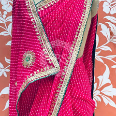 CXC GEORGETTE MOTHRA SILVER WORK SAREE Pink / Free Size