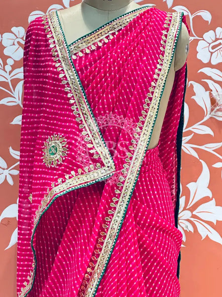 CXC GEORGETTE MOTHRA SILVER WORK SAREE Pink / Free Size