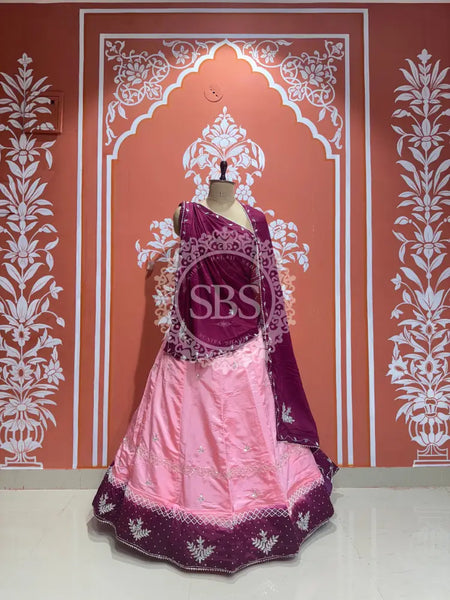 D-UPADA SILK HANDWORK LEHENGA Maroon / Free Size