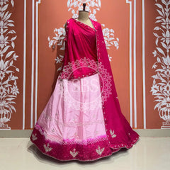 D-UPADA SILK HANDWORK LEHENGA Pink / Free Size