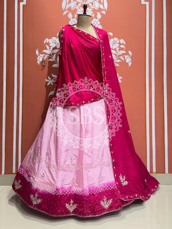 D-UPADA SILK HANDWORK LEHENGA Pink / Free Size