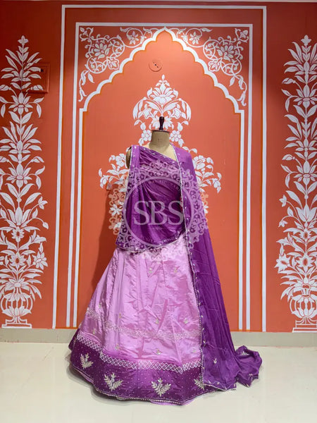 D-UPADA SILK HANDWORK LEHENGA Purple / Free Size