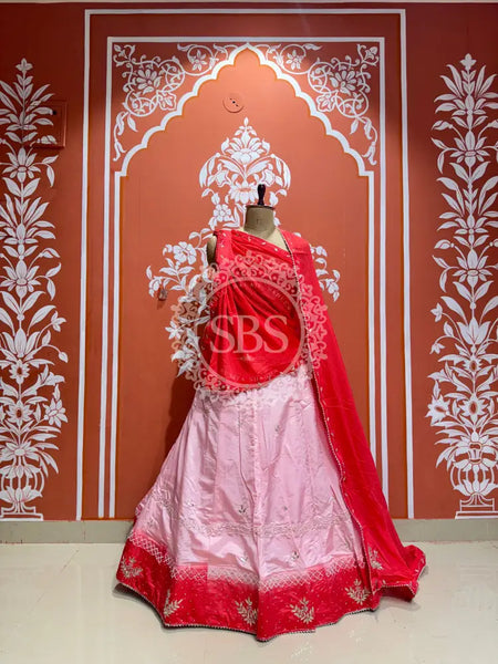 D-UPADA SILK HANDWORK LEHENGA Red / Free Size