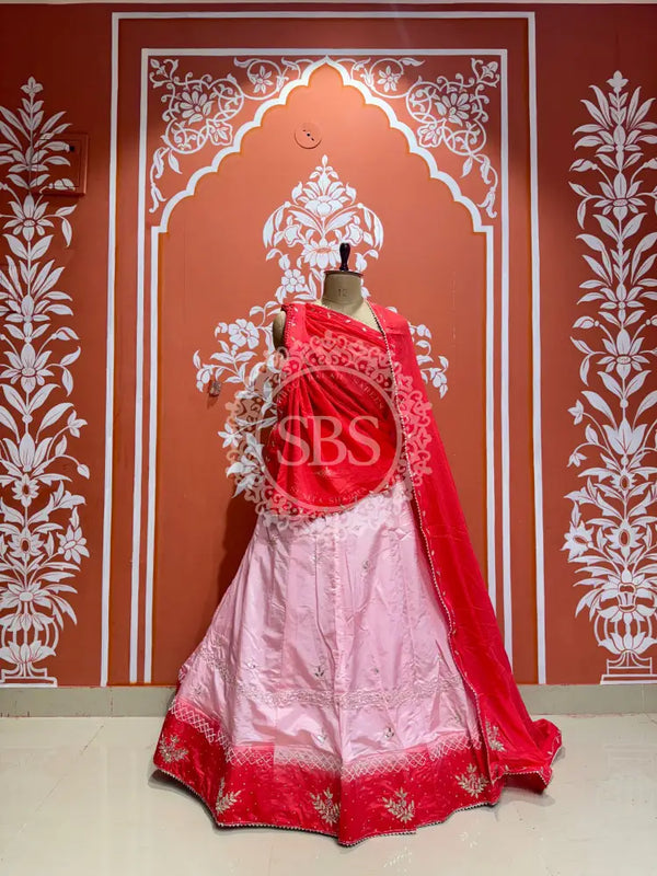 D-UPADA SILK HANDWORK LEHENGA Red / Free Size