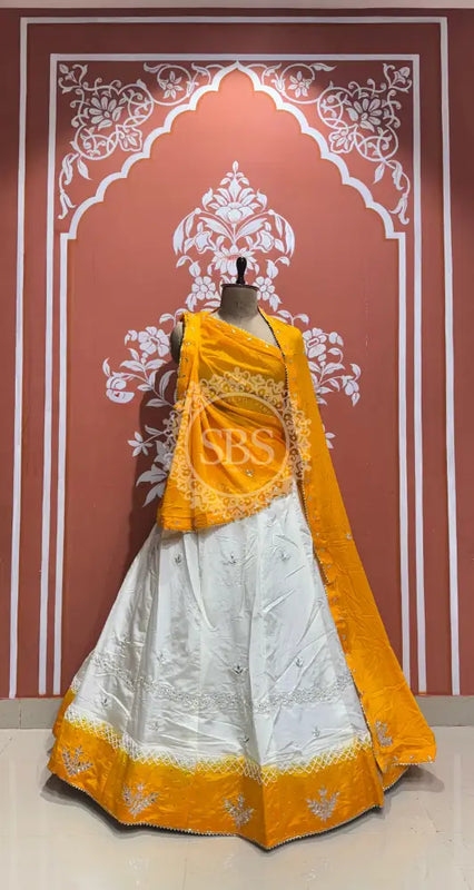 D-UPADA SILK HANDWORK LEHENGA Yellow / Free Size