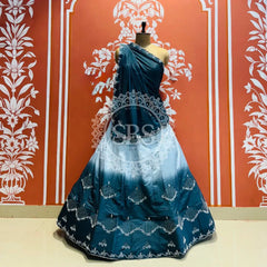D-UPADA SILK WITH CHINON DUPATTA HANDWORK LEHENGA Blue / Free Size