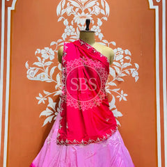 D-UPADA SILK WITH CHINON DUPATTA HANDWORK LEHENGA Pink / Free Size