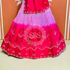 D-UPADA SILK WITH CHINON DUPATTA HANDWORK LEHENGA Pink / Free Size