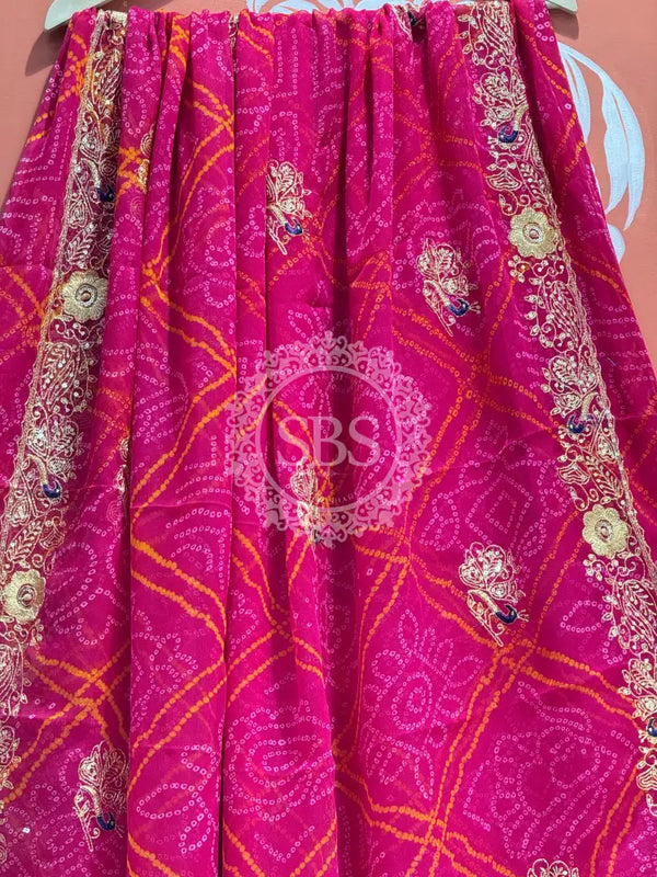 DARBARI GEORGETTE LEHERIYA SAREE