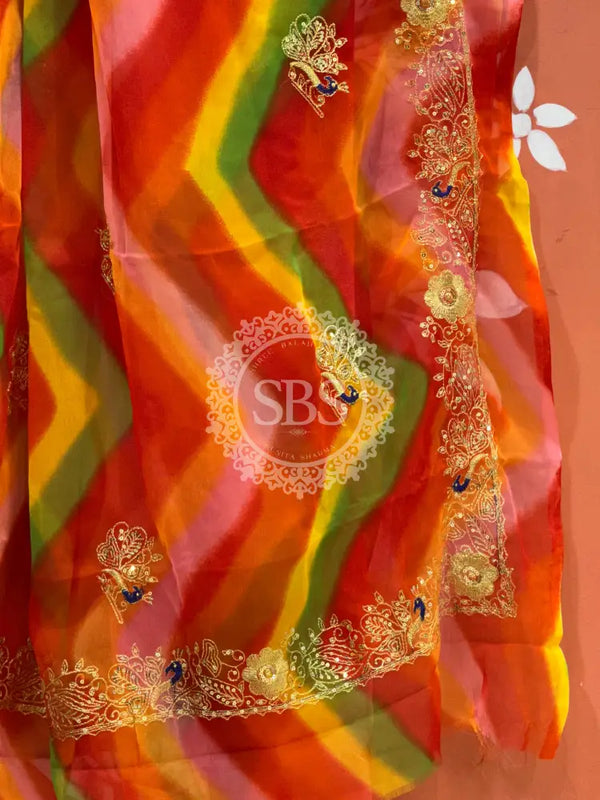DARBARI GEORGETTE LEHERIYA SAREE