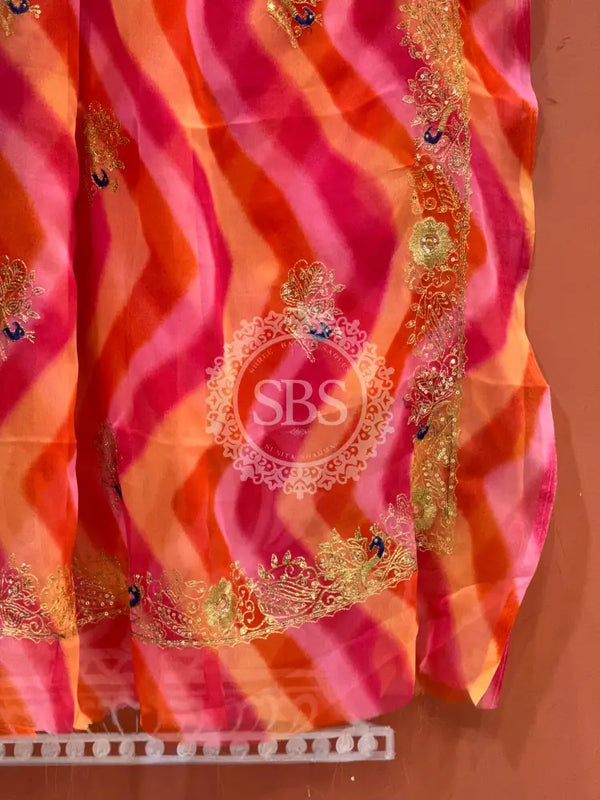 DARBARI GEORGETTE LEHERIYA SAREE