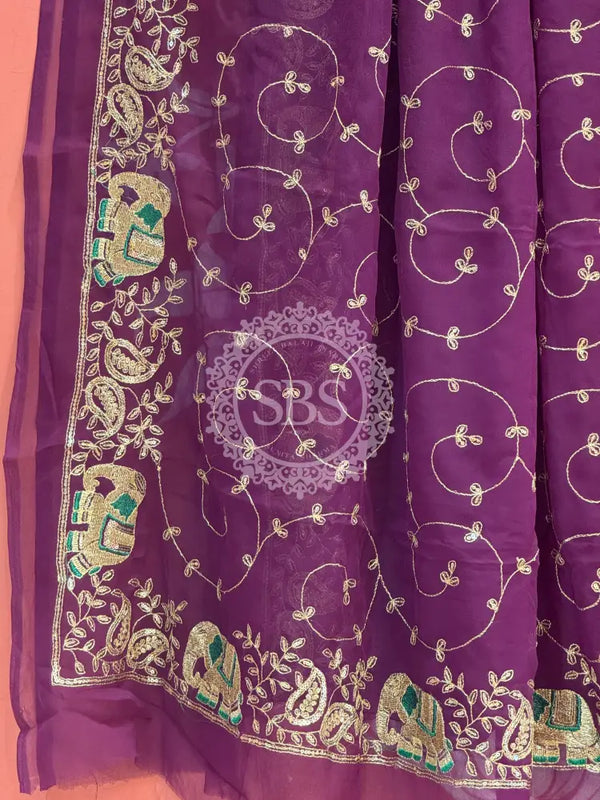 DARBARI GEORGETTE LEHERIYA SAREE
