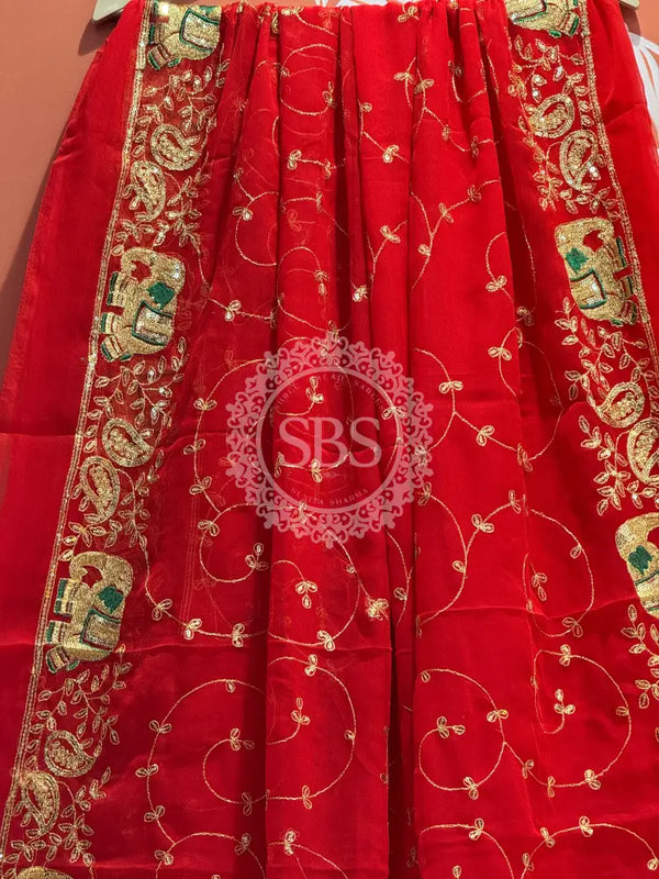 DARBARI GEORGETTE LEHERIYA SAREE