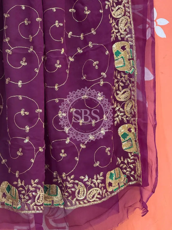 DARBARI GEORGETTE LEHERIYA SAREE