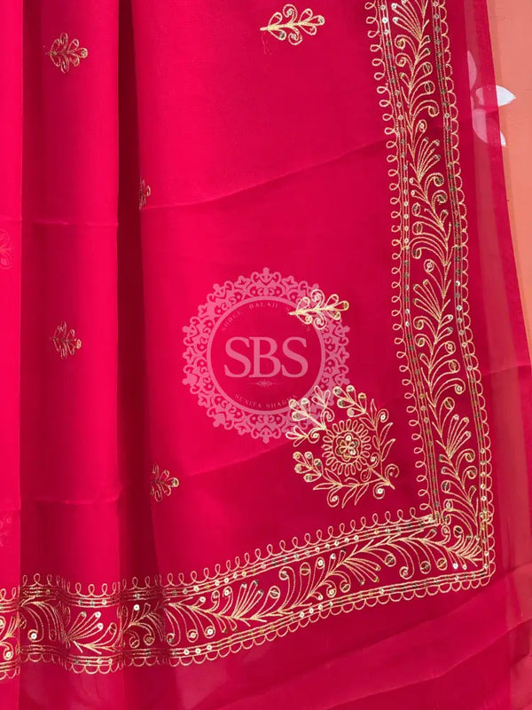 DARBARI GEORGETTE LEHERIYA SAREE