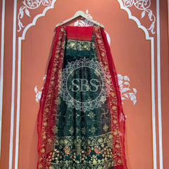 DARBARI GEORGETTE LEHERIYA SAREE Green / Free Size