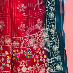 DARBARI GEORGETTE LEHERIYA SAREE Green / Free Size