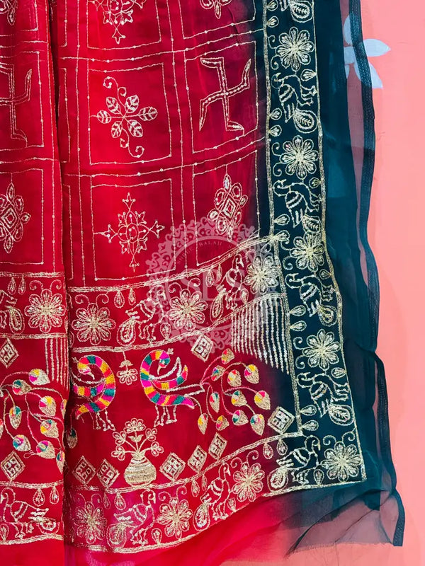 DARBARI GEORGETTE LEHERIYA SAREE Green / Free Size