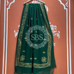 DARBARI GEORGETTE LEHERIYA SAREE Green / Free Size