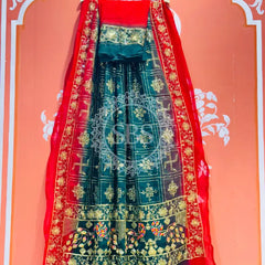 DARBARI GEORGETTE LEHERIYA SAREE Green / Free Size