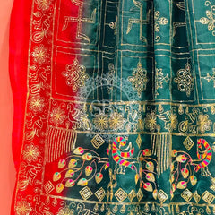 DARBARI GEORGETTE LEHERIYA SAREE Green / Free Size