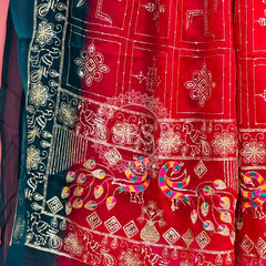 DARBARI GEORGETTE LEHERIYA SAREE Green / Free Size