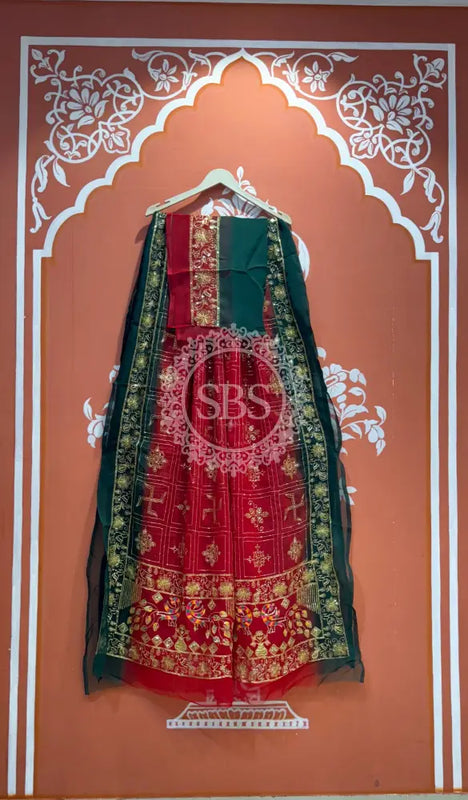 DARBARI GEORGETTE LEHERIYA SAREE Green / Free Size