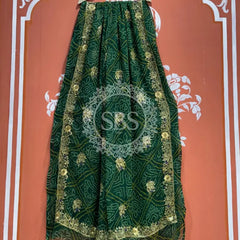 DARBARI GEORGETTE LEHERIYA SAREE Green / Free Size