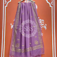 DARBARI GEORGETTE LEHERIYA SAREE Lavender / Free Size