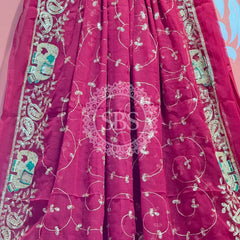 DARBARI GEORGETTE LEHERIYA SAREE Magenta Pink / Free Size