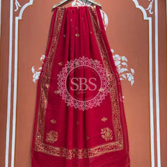 DARBARI GEORGETTE LEHERIYA SAREE Maroon / Free Size