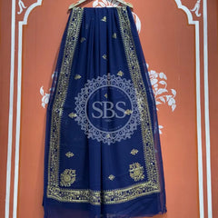 DARBARI GEORGETTE LEHERIYA SAREE Navy Blue / Free Size