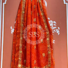 DARBARI GEORGETTE LEHERIYA SAREE Orange / Free Size