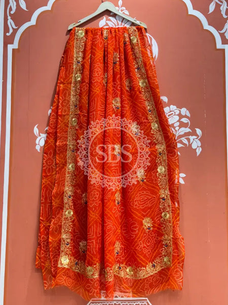 DARBARI GEORGETTE LEHERIYA SAREE Orange / Free Size