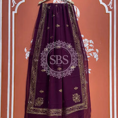 DARBARI GEORGETTE LEHERIYA SAREE Purple / Free Size