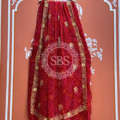 DARBARI GEORGETTE LEHERIYA SAREE Red / Free Size