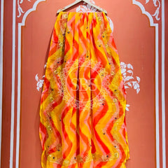 DARBARI GEORGETTE LEHERIYA SAREE Yellow & Orange / Free Size