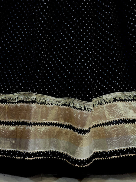 MIDNIGHT BLACK MOTHRA GOTA FULL FLARED LEHENGA