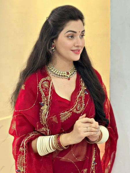 Pure Zari work Semi Chiffon saree