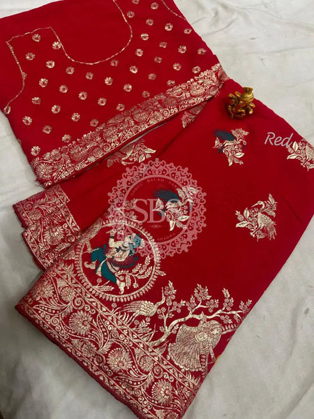 DOLA SILK MINA ZARI SAREES Maroon / Free Size